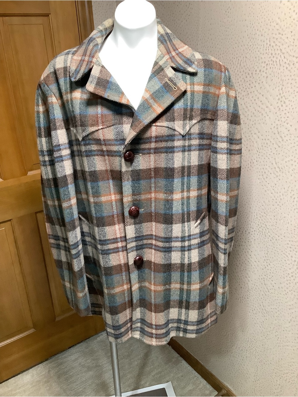 Vintage Pendleton Plaid Wool Western Wear, Pea Coat
